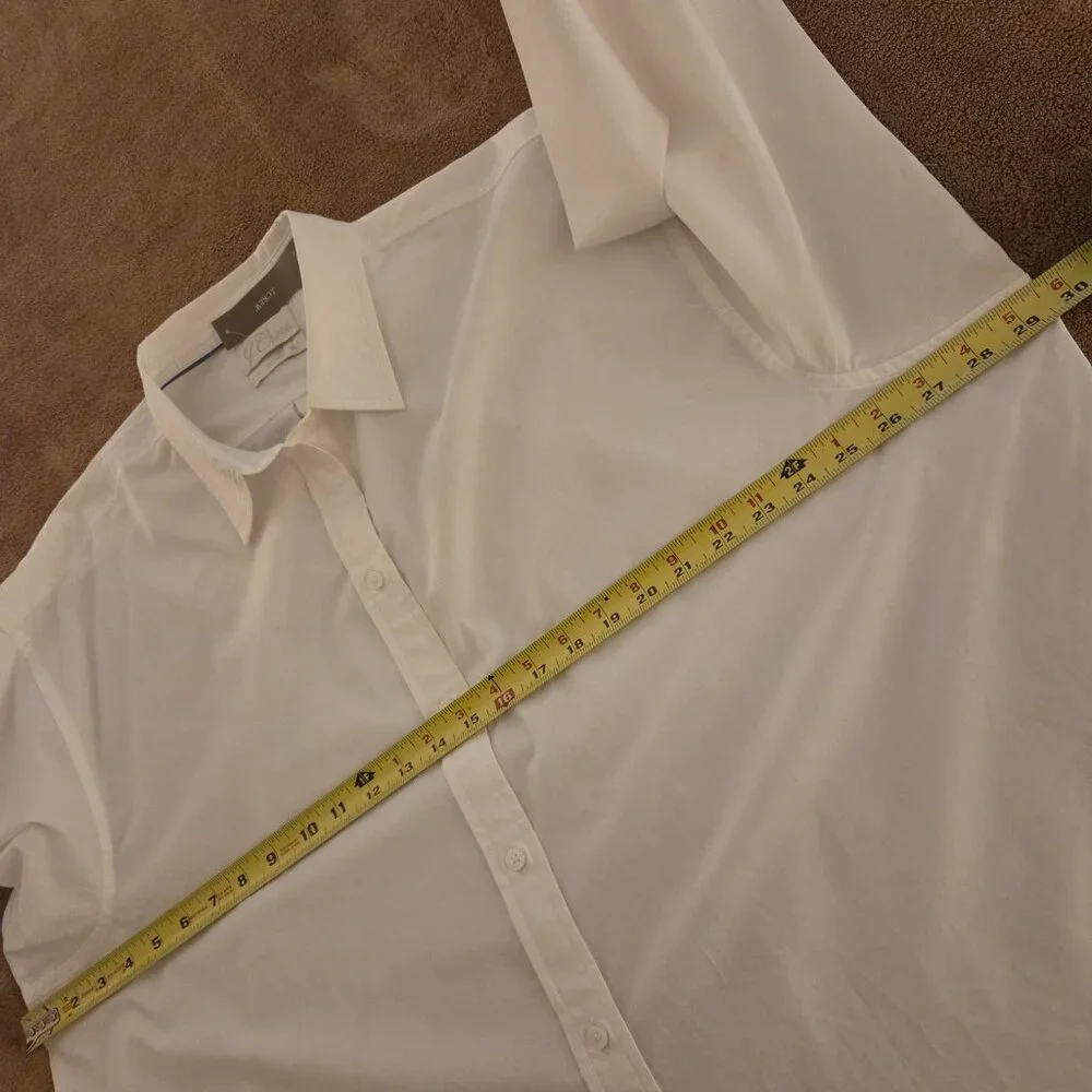 NWT J Crew Relaxed Fit Crisp Organic Cotton Poplin Button Up Shirt Size 22 White - Picture 10 of 11